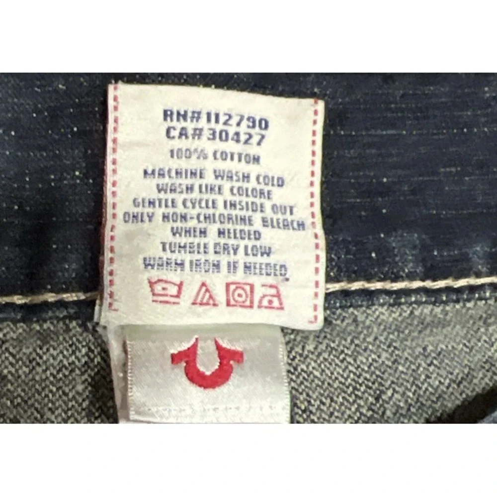 True Religion Billy Jeans Made in USA Triple Stitch Flap Pocket Distressed 38x34
